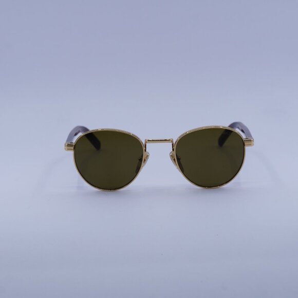 Prada PRB52S 5AK09Z Sunglasses Gold Round Frame, Dark Brown Lenses main image 5